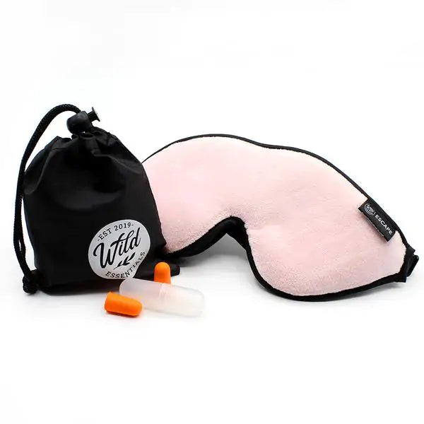 Luxury Pink Escape Sleep with eye cutouts Mask with earplugs