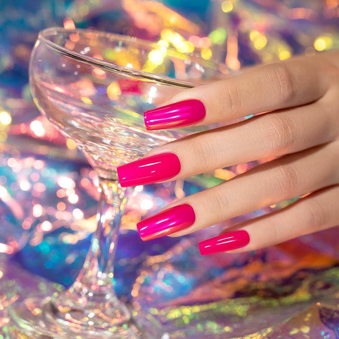 Rarjsm hot pink chrome nails