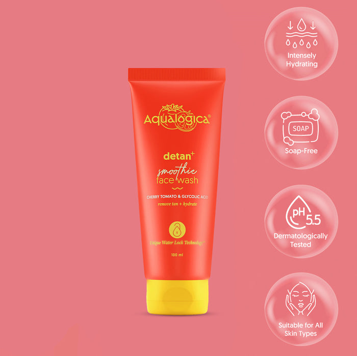 FREEBIE Detan+ Smoothie Face Wash with Cherry Tomato & Glycolic Acid for Tan Removal - 100ml