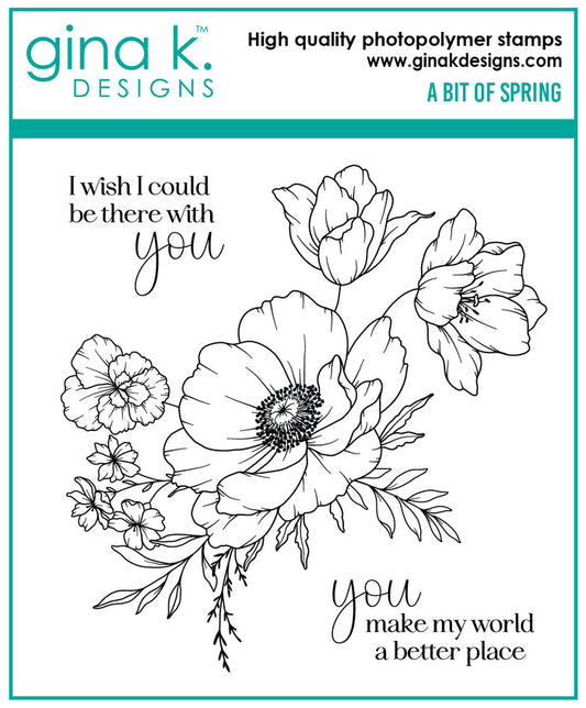 Gina K. Designs - Stamp - A Bit of Spring. 4" X 4". Available at Embellish Away located in Bowmanville Ontario Canada.