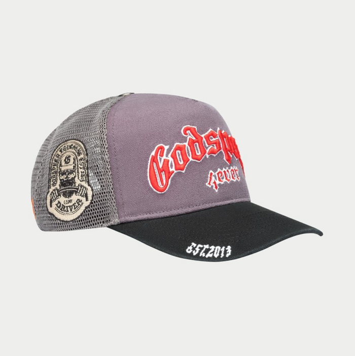 GodSpeed Forever Trucker Hat (Grey/Red)
