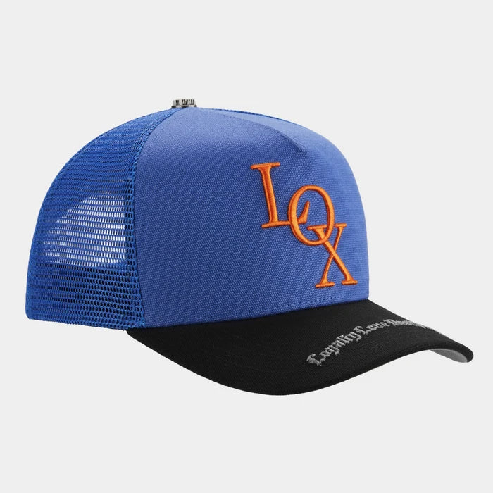 GODSPEED LOX TRUCKER BLUE AND BLACK ORANGE LOGO