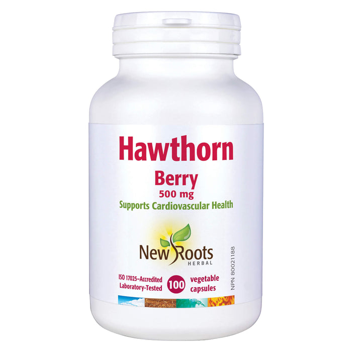 Bottle of New Roots Hawthorn Berry 100 Vegetable Capsules