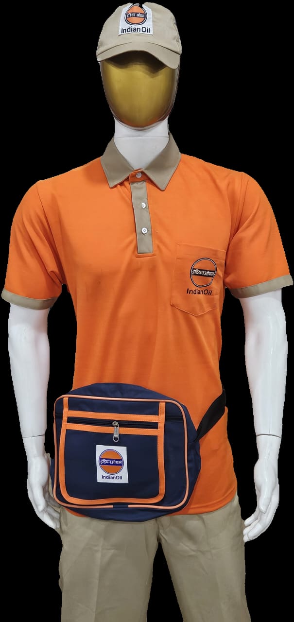 INDIAN OIL COMPLETE UNIFORM UNIFORM T-SHIRT ORANGE WITH BEIGE TROUSER & P-CAP