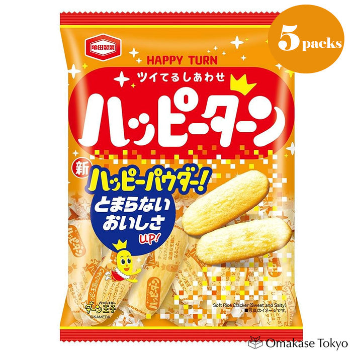 Kameda Happy Turn Senbei Rice Crackers 96g (Pack of 5 Bags)