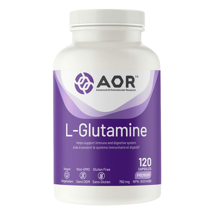 Bottle of AOR L-Glutamine 120 Capsules