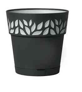 Leaf pot cm. 20 ( 7.9") Atracite/white