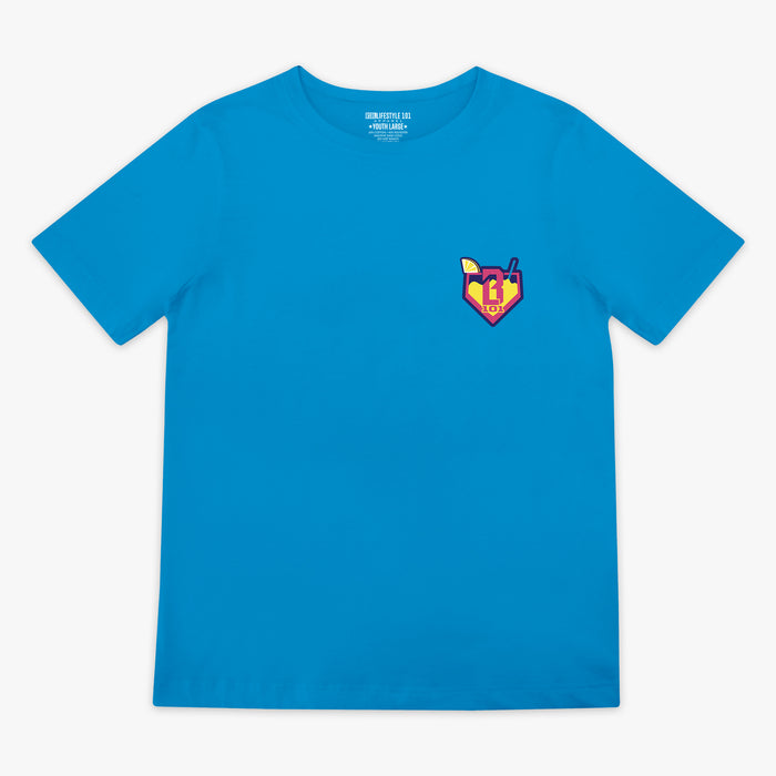 Blue Lemonade youth graphic tee — front view
