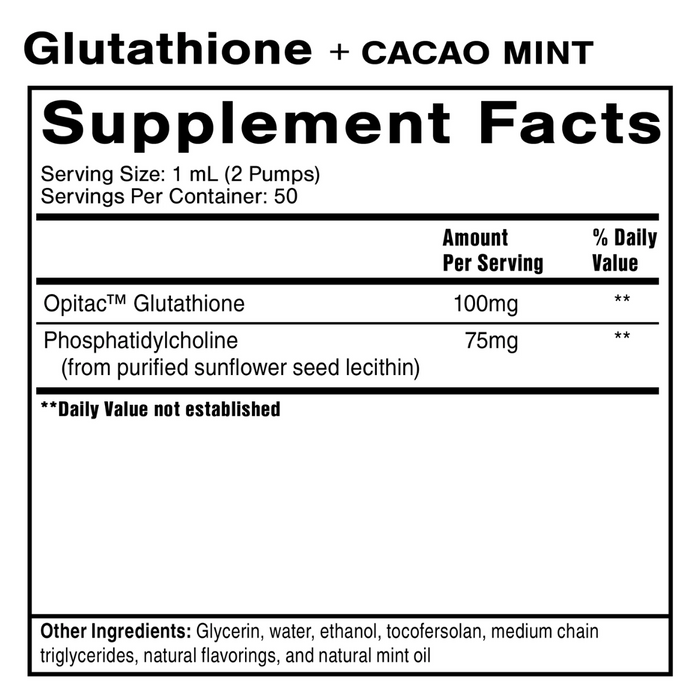 Liposomal Glutathione by Quicksilver Scientific ingredients cacao