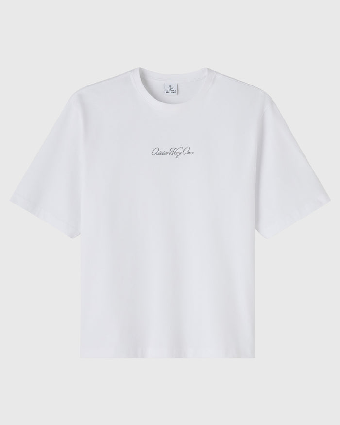 Luxe Jersey Script Tee - White