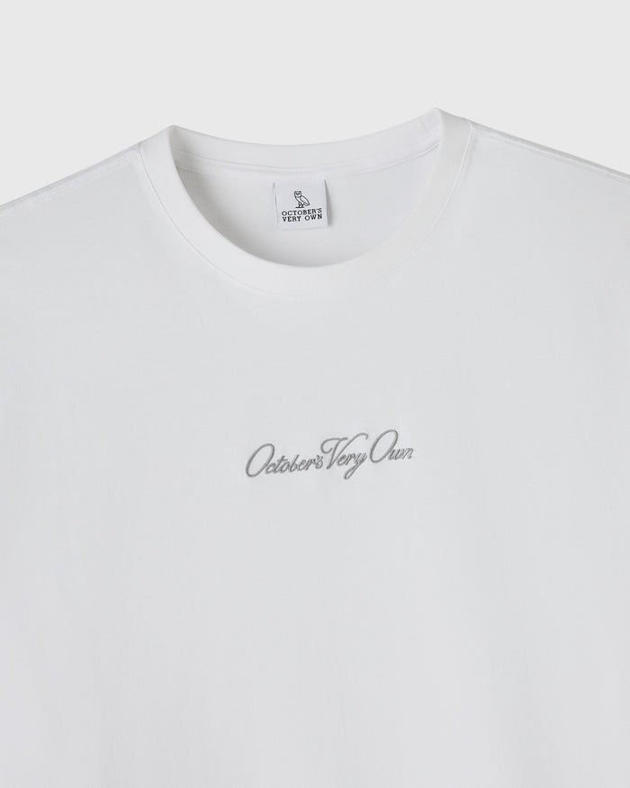 Luxe Jersey Script Tee - White
