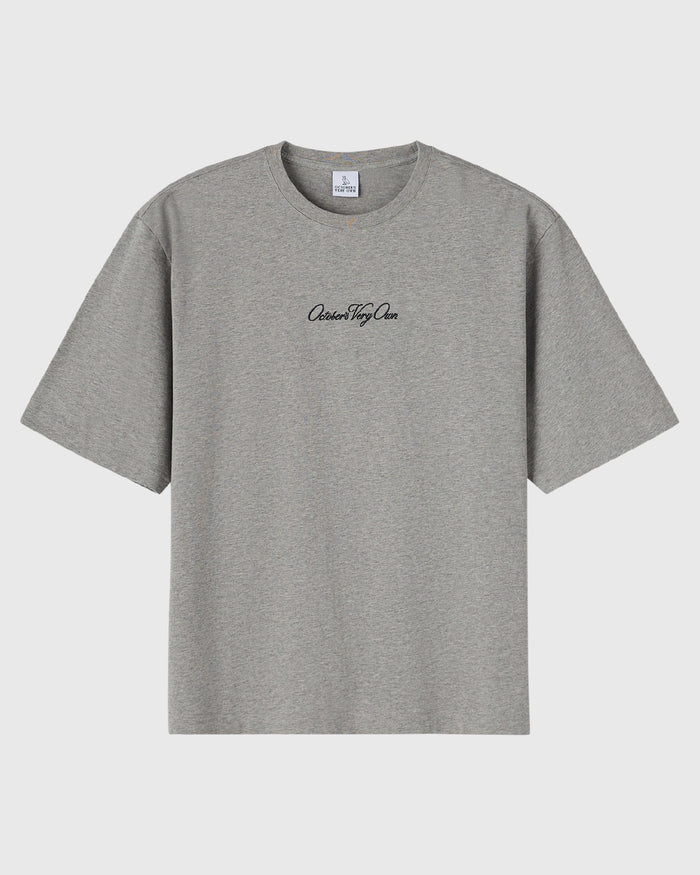 Luxe Jersey Script Tee - Heather Grey