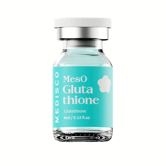 Medisco Meso Glutathione – Master antioxidant for Mesotherapy 4ml 1 Vial, showcasing the powerful benefits of Medisco Glutathione in enhancing skin luminosity as a Meso solution for skin rejuvenation.