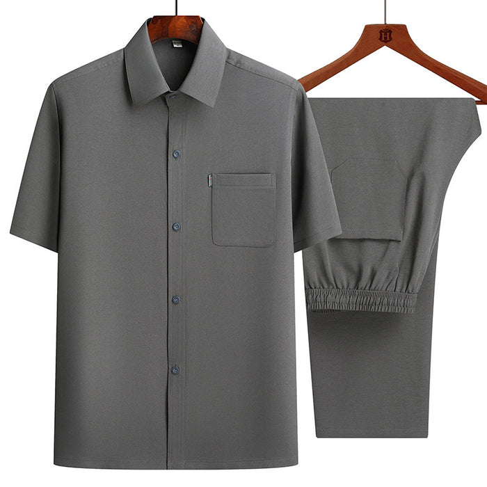 Men's Summer Thin Casual Two-piece Shirt Set — Loose Fit Cardigan Style