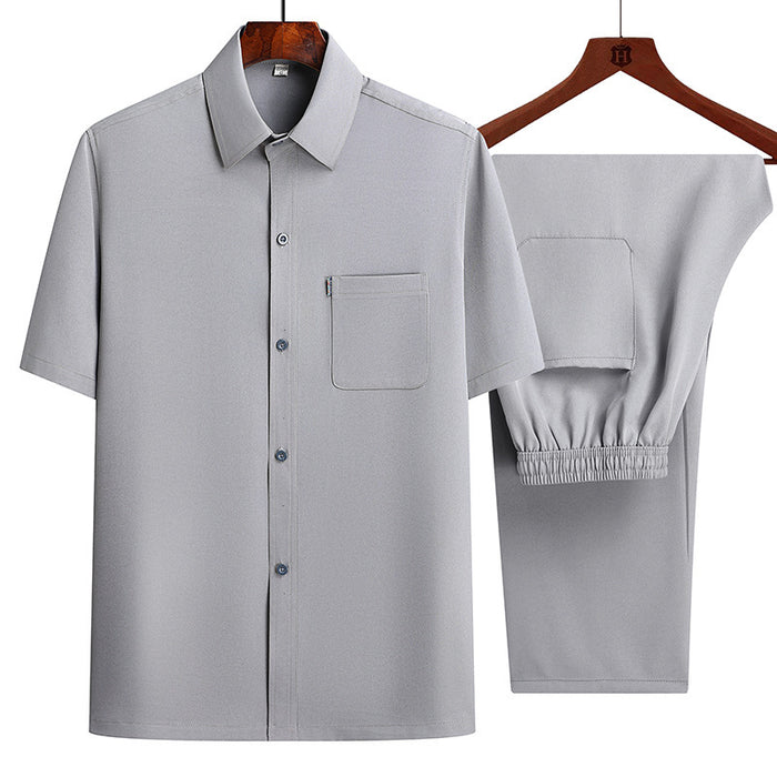 Men's Summer Thin Casual Two-piece Shirt Set — Loose Fit Cardigan Style