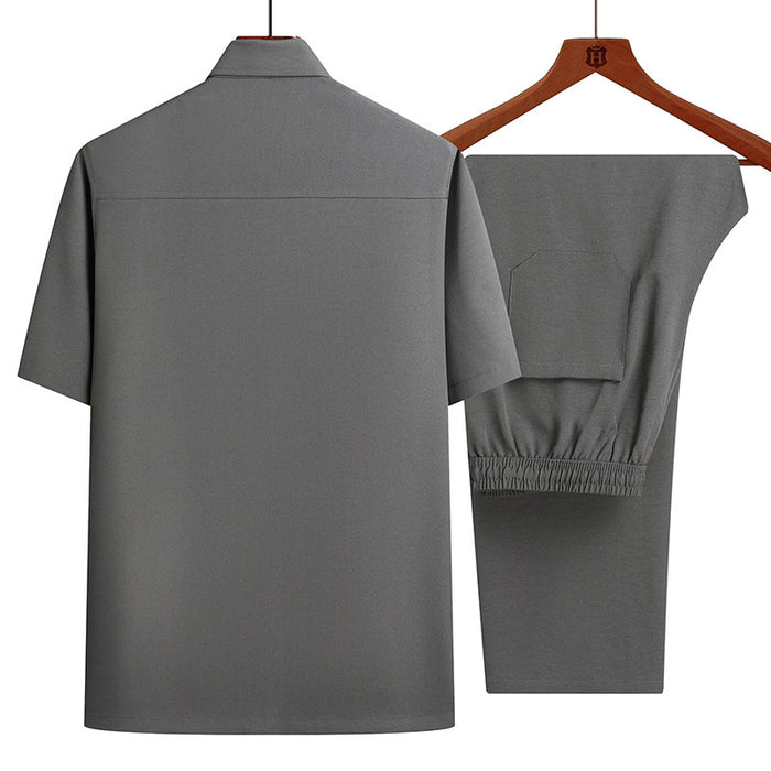 Men's Summer Thin Casual Two-piece Shirt Set — Loose Fit Cardigan Style