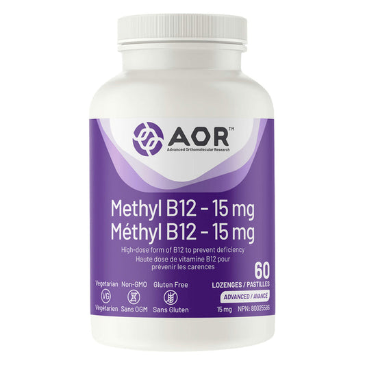 Bottle of AOR Methyl B12 15mg 60 Lozenges