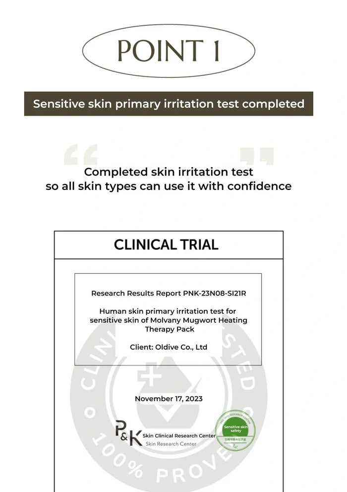 Clinical trial certificate for a skin irritation test on a white background