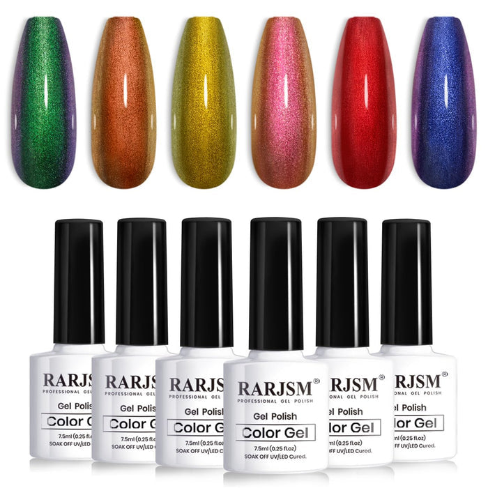 Multichrome Gradient Chameleon Gel Nail Polish 6 Autumn Colors Set 7.5ml