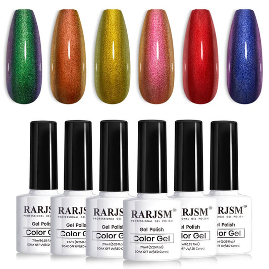Multichrome Gradient Chameleon Gel Nail Polish 6 Autumn Colors Set 7.5ml