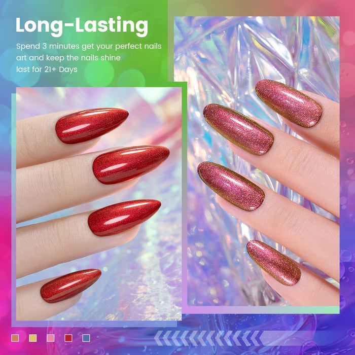 Multichrome Gradient Chameleon Gel Nail Polish 6 Autumn Colors Set 7.5ml