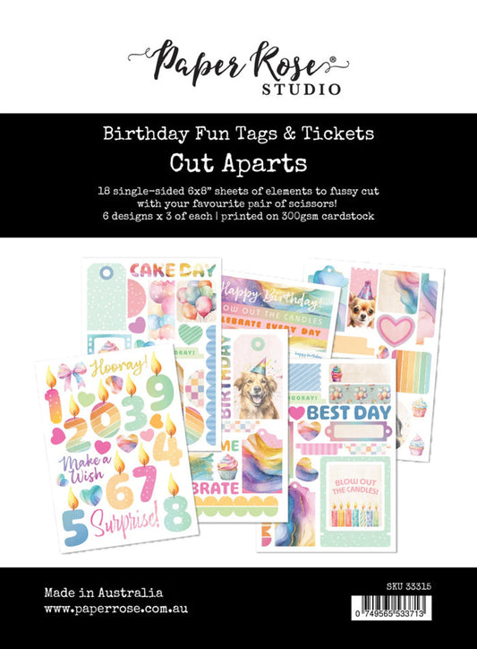 Paper Rose - Cut Aparts Paper Pack - Birthday Fun Tags & Tickets