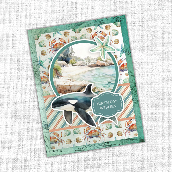 Paper Rose Quick Cards Die Cuts Seaside Memories. Embellish to create beautiful scenic cards! Available at Embellish Away located in Bowmanville Ontario Canada. Example by brand ambassador.