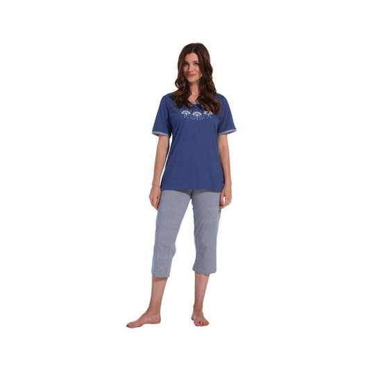 Pastunette Pyjama With Capri Dark Blue