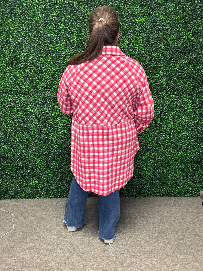 Pink & Red Plaid Shacket