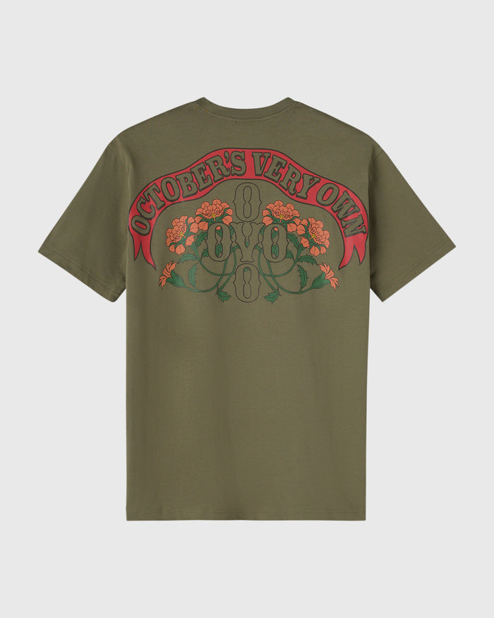 Pom Pom Banner Tee - Olive Green