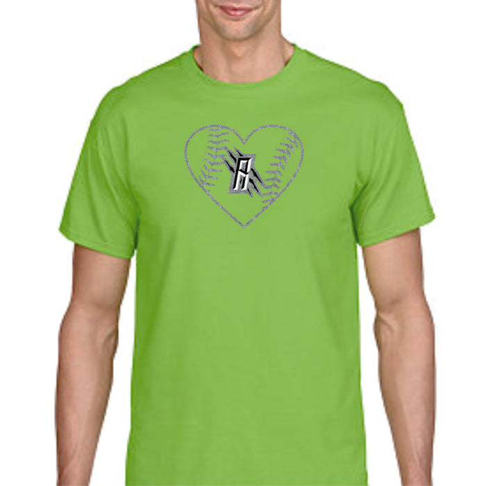 Raptors Baseball Heart Design Basic Tee- Matte or Glitter