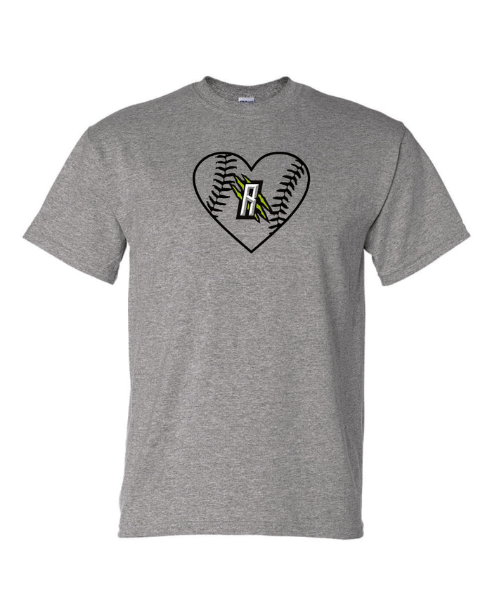 Raptors Baseball Heart Design Basic Tee- Matte or Glitter