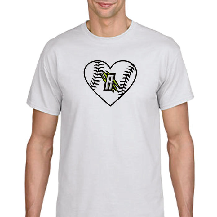 Raptors Baseball Heart Design Basic Tee- Matte or Glitter