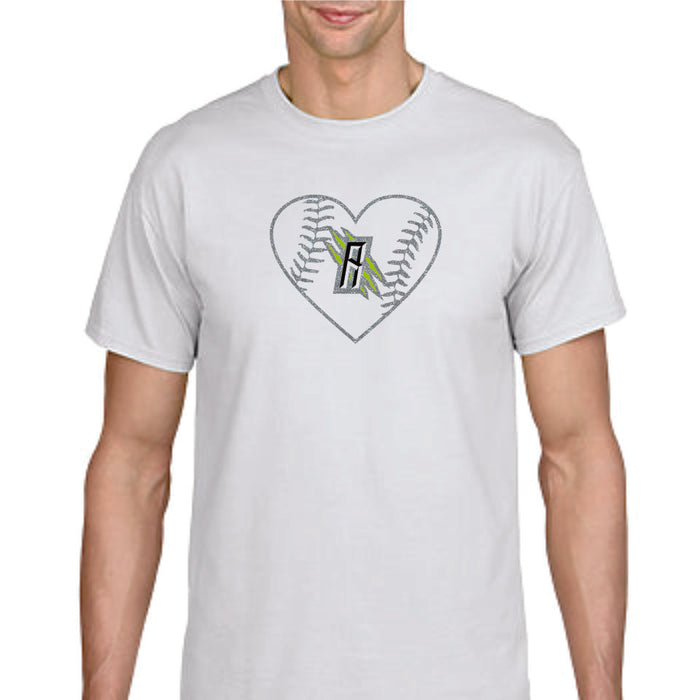Raptors Baseball Heart Design Basic Tee- Matte or Glitter
