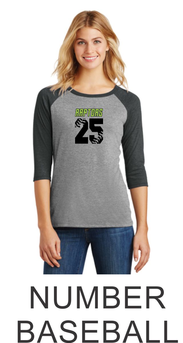 Raptors Ladies Raglan - 2 Designs- 4 Sports- Matte or Glitter