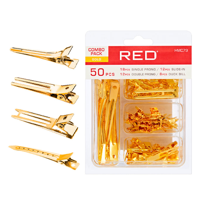 Red by Kiss Metal Clip Combo Pack Gold 50pcs