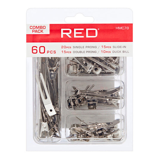 Red by Kiss Metal Clip Combo Pack Silver 60pcs