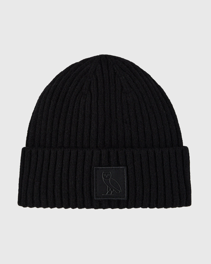 Ribbed Knit Beanie - Black
