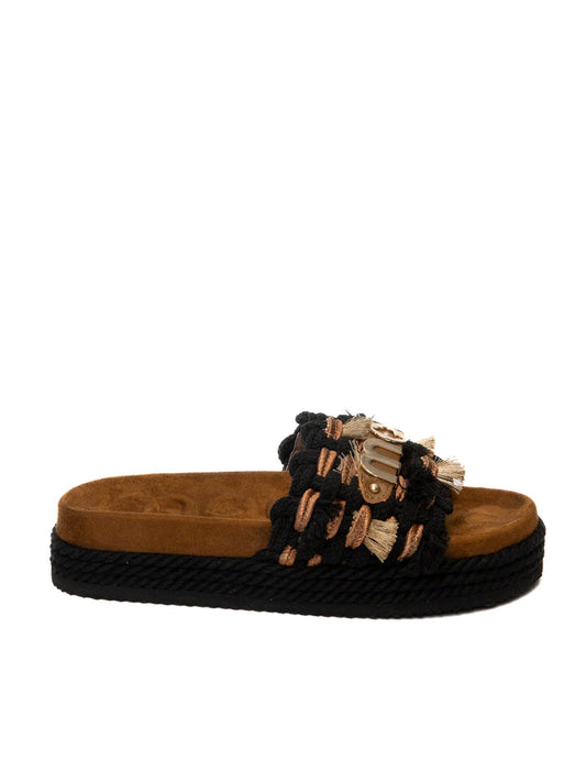 MOU Sandalo frange nero 451008K ROPE-BLACK