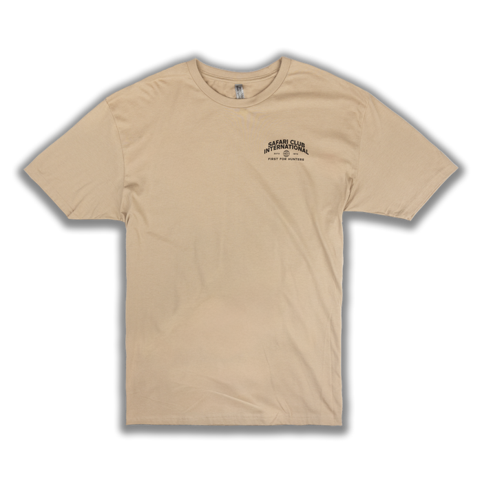 Khaki tee with SCI logo on left chest