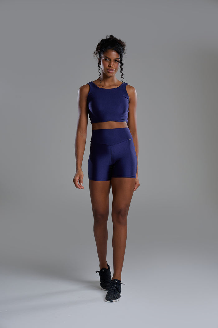 Short Metalic Azul Marinho