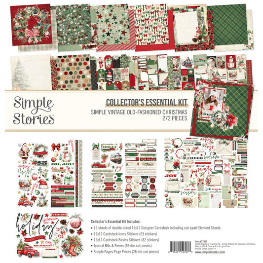 Simple Stories 12X12 Collector's Essential Kit Simple Vintage Old-Fashioned Christmas. 272 pcs. Available at Embellish Away in Bowmanville Ontario Canada.