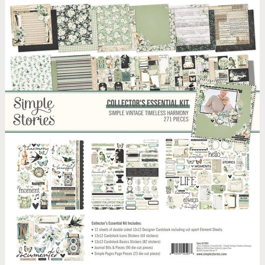 Simple Stories - 12X12 Collector's Essential Kit - Simple Vintage Timeless Harmony. Includes 271 pcs. Available at Embellish Away in Bowmanville Ontario Canada.