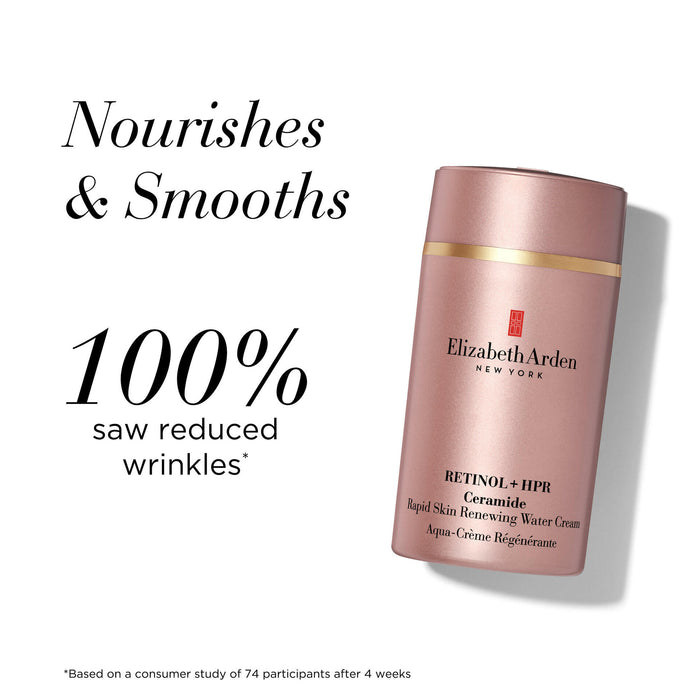 Retinol HPR Water Cream nourishes and smooths. 100% saw reduced wrinkles* *Based on a consumer study of 74 participants after 4 weeks