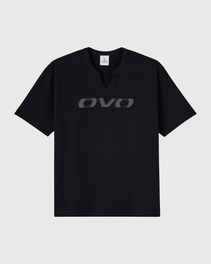Split Neck Tee - Black