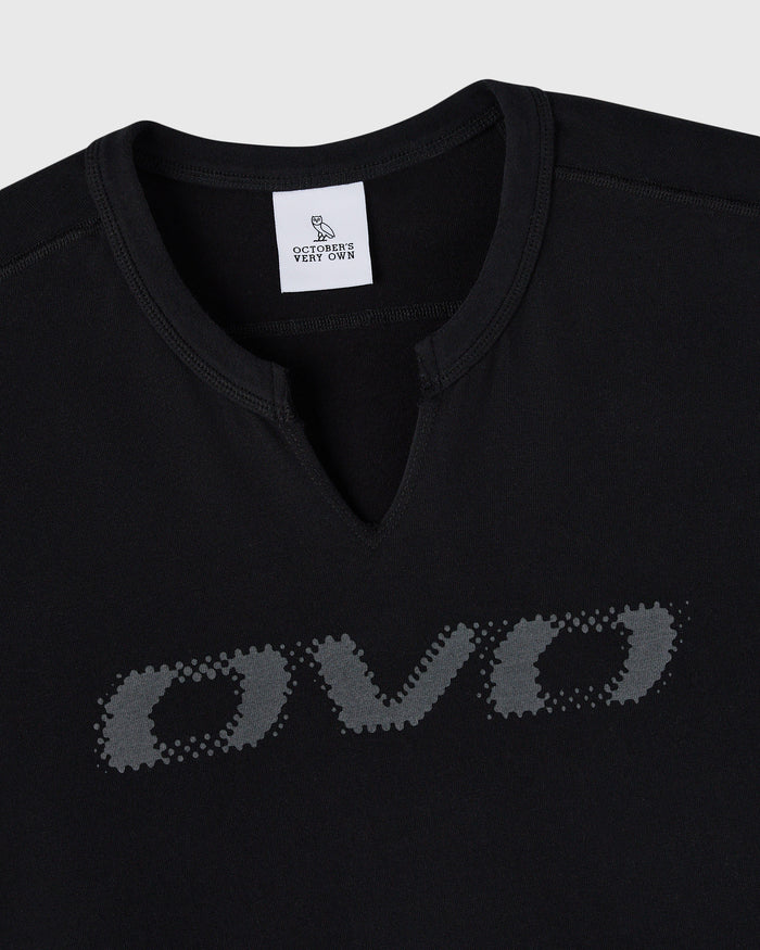 Split Neck Tee - Black
