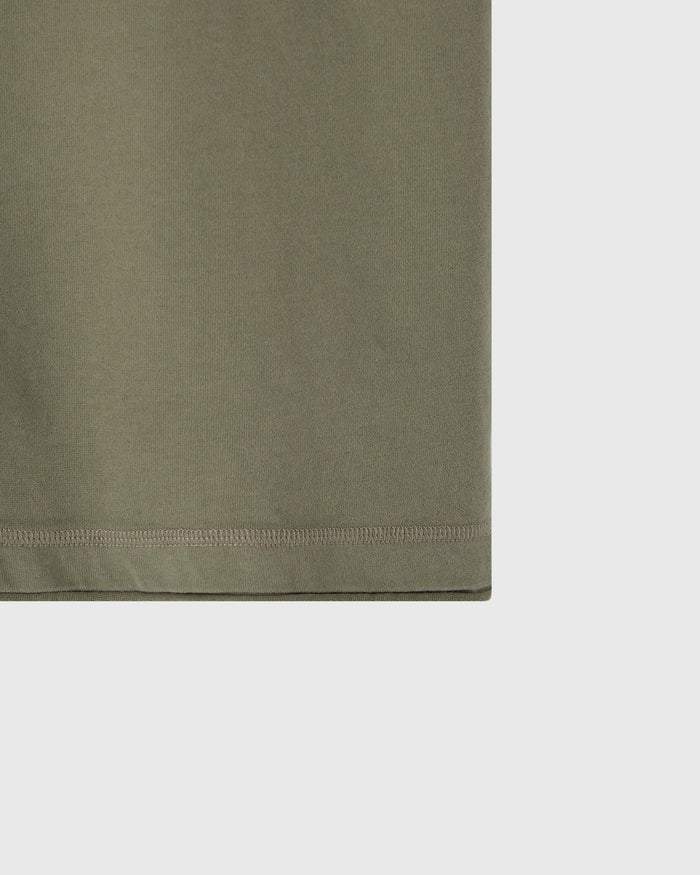 Split Neck Tee - Olive Green