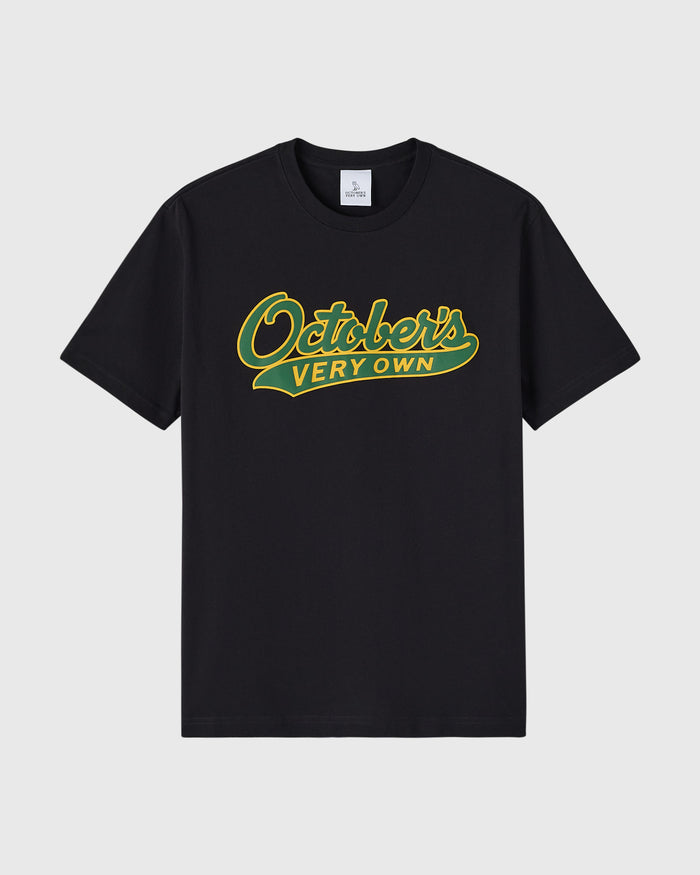 Black t-shirt with yellow and green script text reading "Ootchers Very Own" on chest.