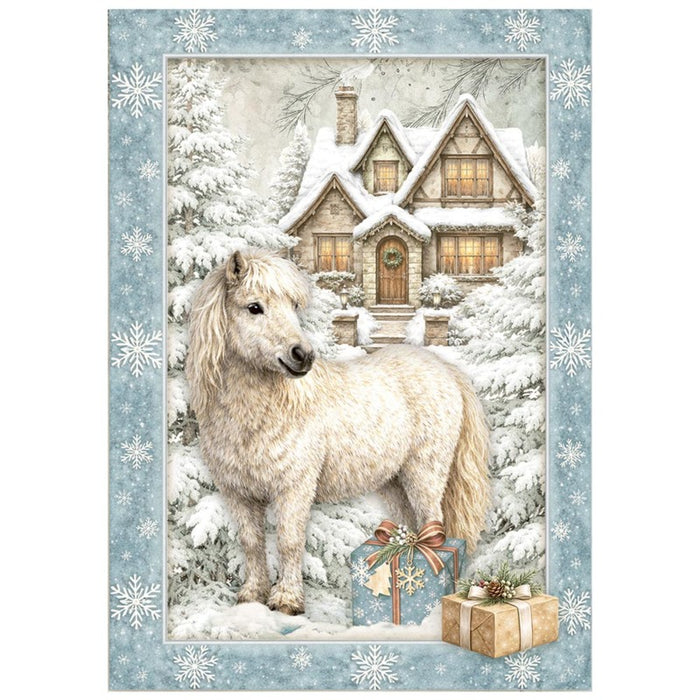 Stamperia - A6 Mini Rice Paper - 8/Sheets - White Christmas. Available at Embellish Away located in Bowmanville Ontario Canada.
