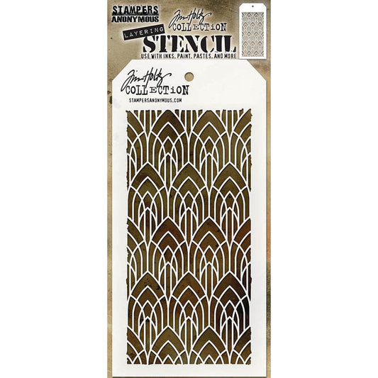 Stampers Anonymous - Tim Holtz - Layering Stencil - Deco Arch. Available at Embellish Away in Bowmanville Ontario Canada.